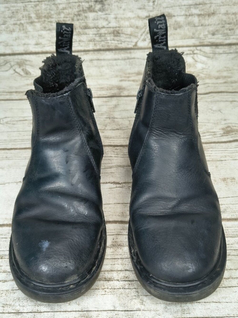Dr Martens Lenore Black Leather Lined Boots Women Size 6